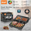 Parrilla Eléctrica 1000W Abre 180° con Revestimiento Antiadherente y Doble Calor 110V /60hz.  Asador de Carnes.