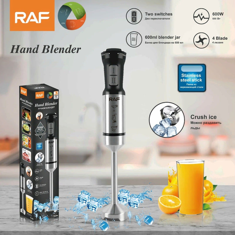 Licuadora de Mano 600W con Vaso 600ml y Cuchillas para Hielo y Alimentos. 110V/60 Hz Blender Portátil.