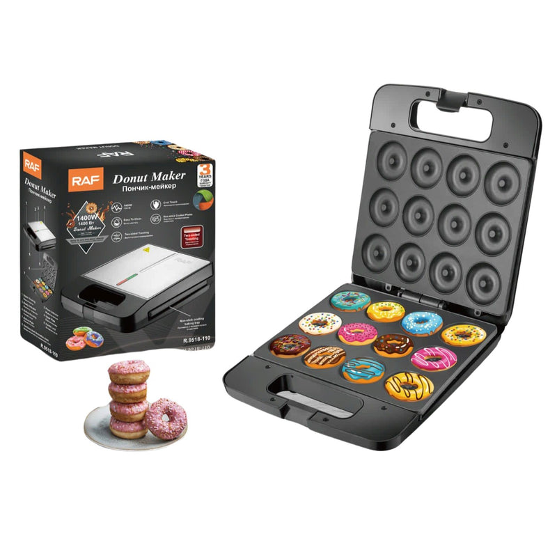 Máquina para Mini Donas 1400W con Revestimiento Antiadherente y Doble Cocción 110V /60hz. Donut Maker