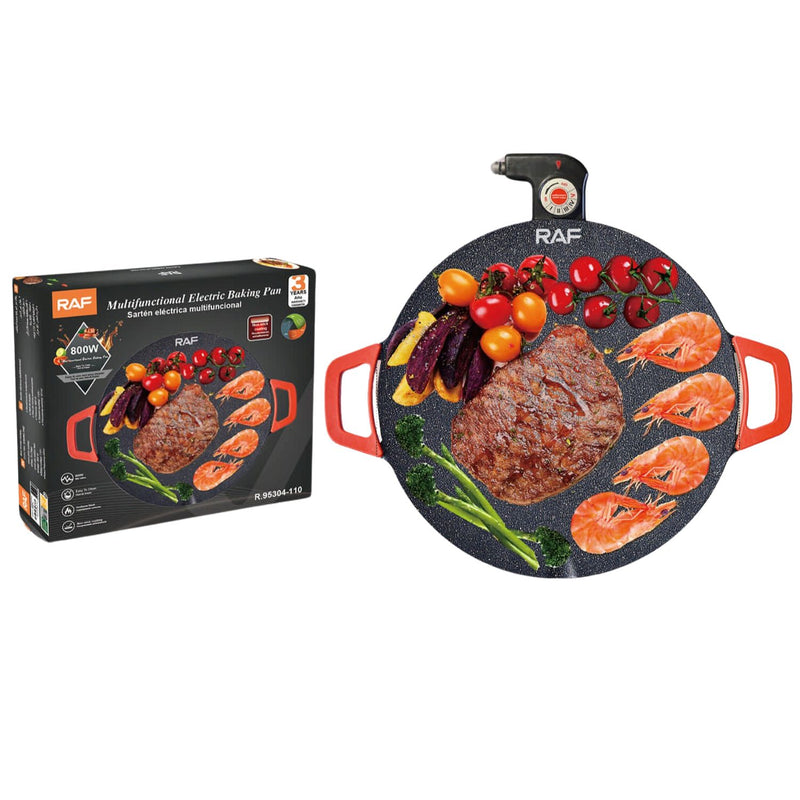 Sartén Eléctrico Multifuncional 800W con Antiadherente y Control de Temperatura 110V/60 Hz. Sarten Plancha