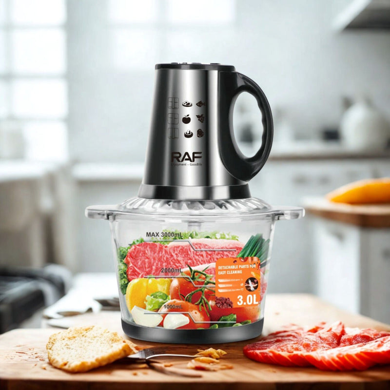 Procesador de Alimentos 300W con Bowl de Vidrio 3L, Bajo Ruido  110V/60 Hz. Mezclador de Alimentos