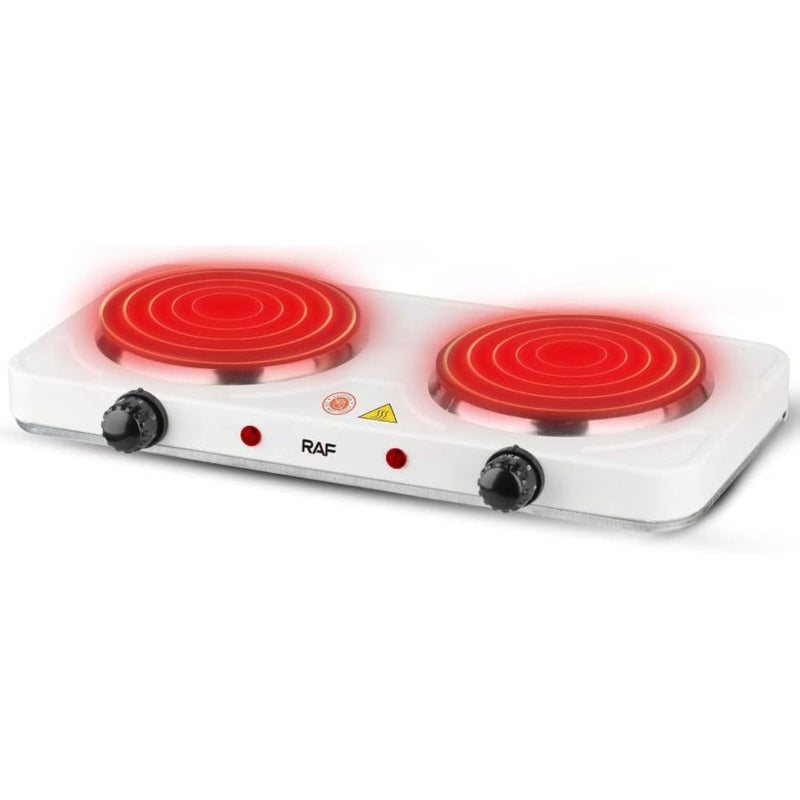 Estufa Eléctrica Portátil Doble 1000W + 1000W 110V 60Hz  Antiadherente y Calor Uniforme.  Cocina Eléctrica