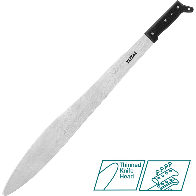 Machete Caguayano 22" con mango remachado y cabeza fina.