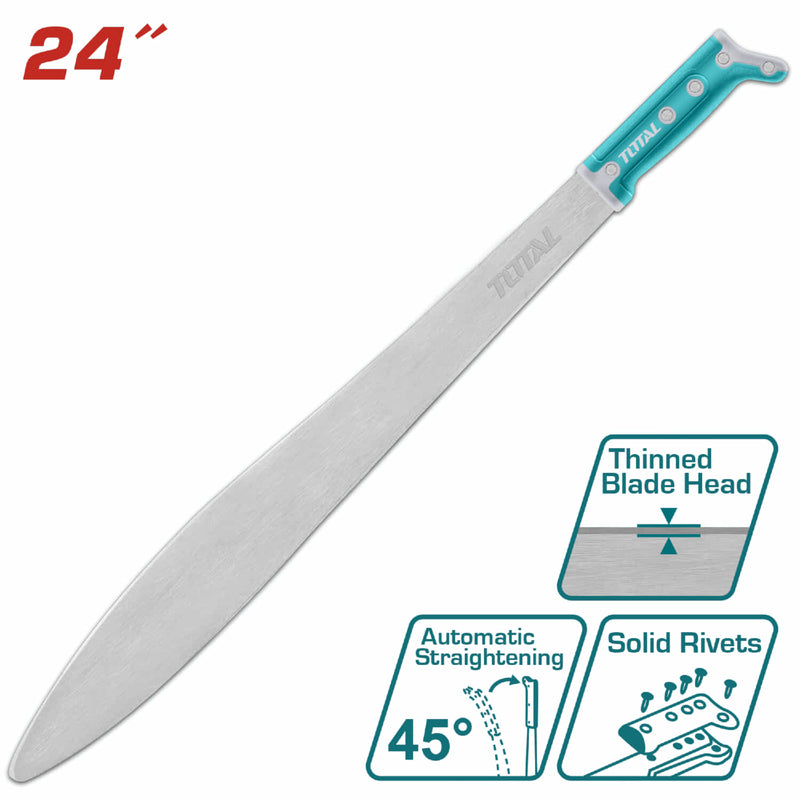 Machete Caguayano 24" con mango remachado y cabeza fina.