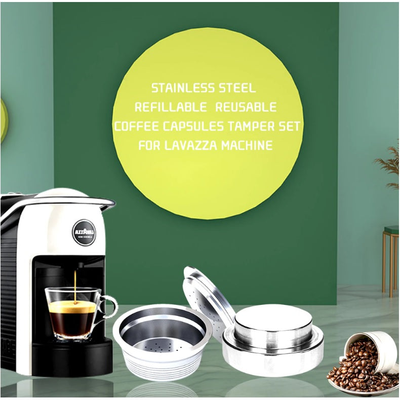Cápsula de café rellenable de acero inoxidable para lavazza. Incluye Tamper