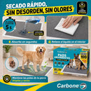 Pads de Entrenamiento para Perros con 6 Capas Ultra Absorbentes con Carbón Activado Antiolores y Antifugas. Grandes 65x75cm. Pack de 100 Unidades