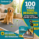 Pads de Entrenamiento para Perros con 6 Capas Ultra Absorbentes con Carbón Activado Antiolores y Antifugas. Grandes 65x75cm. Pack de 100 Unidades