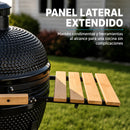 Parrilla tipo Kamado Ahumador de Cerámica 21”. BBQ Asador de Carbón con Termómetro, Mesas Laterales y Ruedas para Barbacoa.