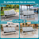 Silla de espera de acero 3 puestos. Banca Metálica  con Respaldo para Recepciones Consultorios y Salas de Espera.  175 × 63 × 75cm.