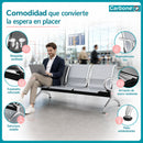 Silla de espera de acero 3 puestos. Banca Metálica  con Respaldo para Recepciones Consultorios y Salas de Espera.  175 × 63 × 75cm.