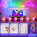 Tira LED Neón RGB 20M 60 luces Bluetooth Con Control Remoto de 24 teclas y app. Cinta De Luz Flexible IP65 A Prueba De Agua. Luces LED Decorativas.