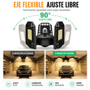 Lámpara LED Ajustable para Garaje 80W E27. Luz Cálida con Paneles Plegables 90°. Foco Bombillo para Taller, Depósito y Almacén.