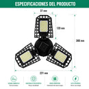 Lámpara LED Ajustable para Garaje 80W E27. Luz Cálida con Paneles Plegables 90°. Foco Bombillo para Taller, Depósito y Almacén.