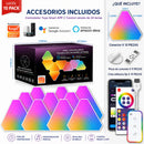 Paneles LED RGBIC Inteligentes Triangulares (10PCS) con Control APP Tuya, Alexa y Google. Luz Gamer Decorativa para Cuarto Setup