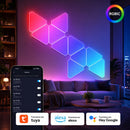 Paneles LED RGBIC Inteligentes Triangulares (10PCS) con Control APP Tuya, Alexa y Google. Luz Gamer Decorativa para Cuarto Setup
