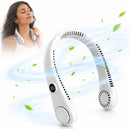 Abanico de Cuello Recargable USB Sin Aspas con Pantalla LED. Ventilador Manos Libres 5 Velocidades 1500 mAh Enfriamiento 360°. Color Blanco