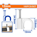 Grapas Clavijas para cable coaxial 12mm Blanco. Set 100 piezas. Protege la cubierta del cable.