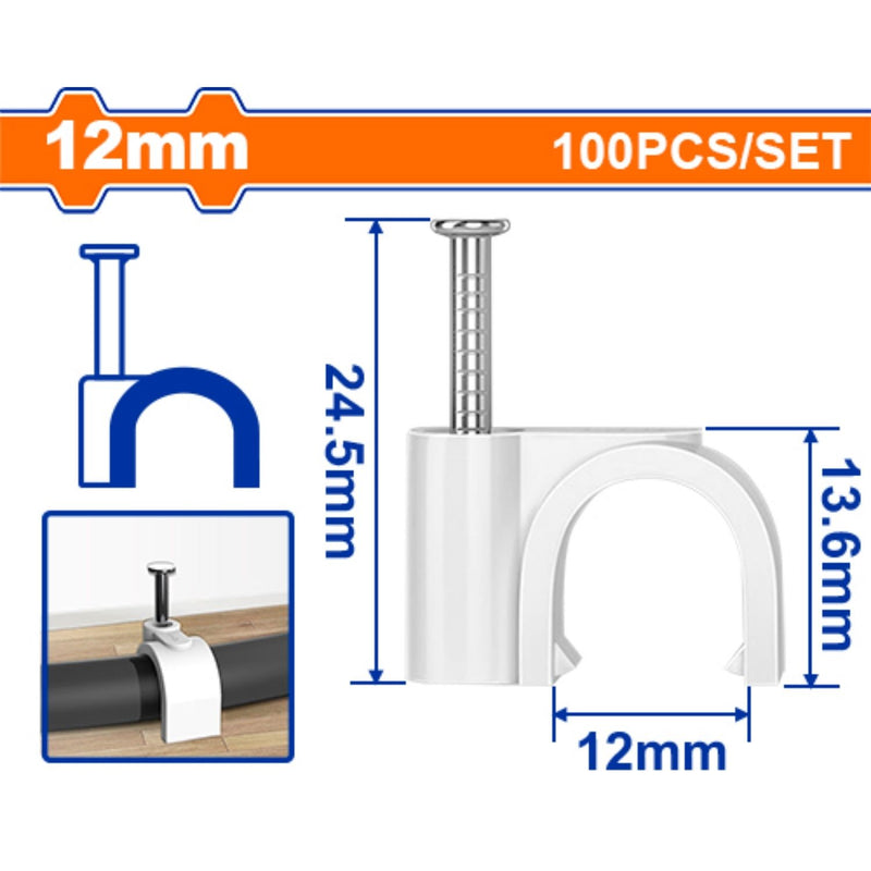 Grapas Clavijas para cable coaxial 12mm Blanco. Set 100 piezas. Protege la cubierta del cable.
