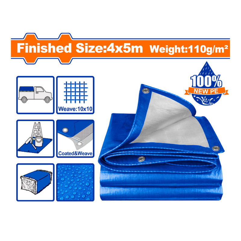 Lona Polietileno Azul 4x5m Peso: 110g/m2. Espesor: 0.15mm. Ambos lados laminados. Impermeable.