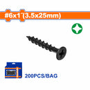 Tornillos para Gypsum (Yeso) 6x1" Rosca gruesa. Cabeza trompeta. Fosfatizado. Phillips. 200 pzas.