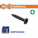 Tornillos para Gypsum (Yeso) 6x1". Rosca fina. Cabeza de trompeta. Fosfatizado. Phillips. 200 pzas.