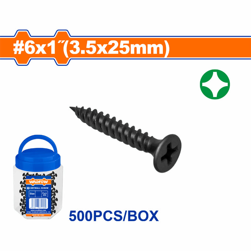 Tornillos para Gypsum Paneles de Yeso 6x1". Rosca fina. Fosfatizado. (500 pzs.)