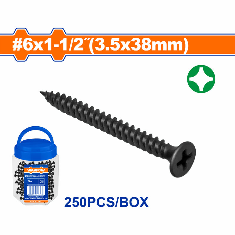 Tornillos para Gypsum Paneles de Yeso 6x1-1/2". Rosca fina. Fosfatizado. (250 pzs.)
