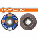 Disco Flap de Lija Laminado de 5" 125x22.2mm, P40. Adecuado para acero alto, fundido y chapa.