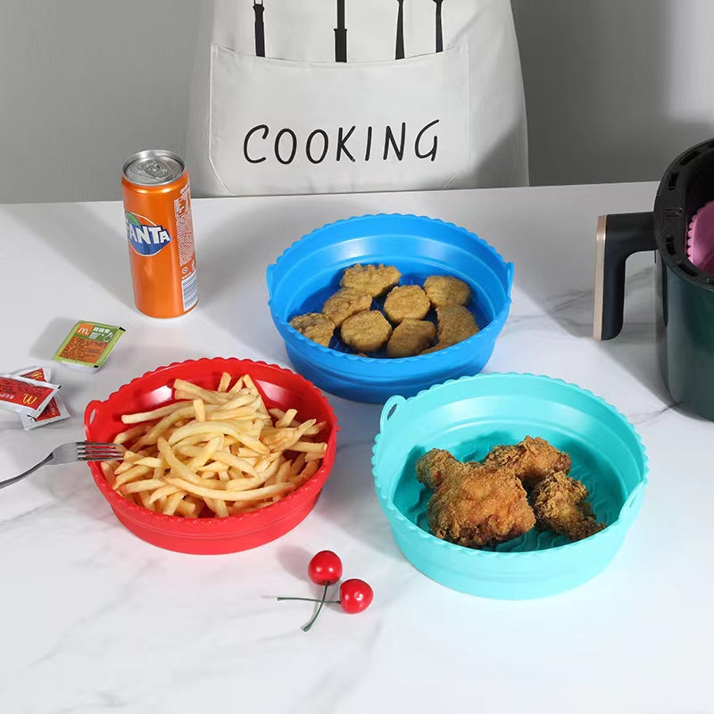 Olla de silicona para freidora de aire, 22cm de diámetro.