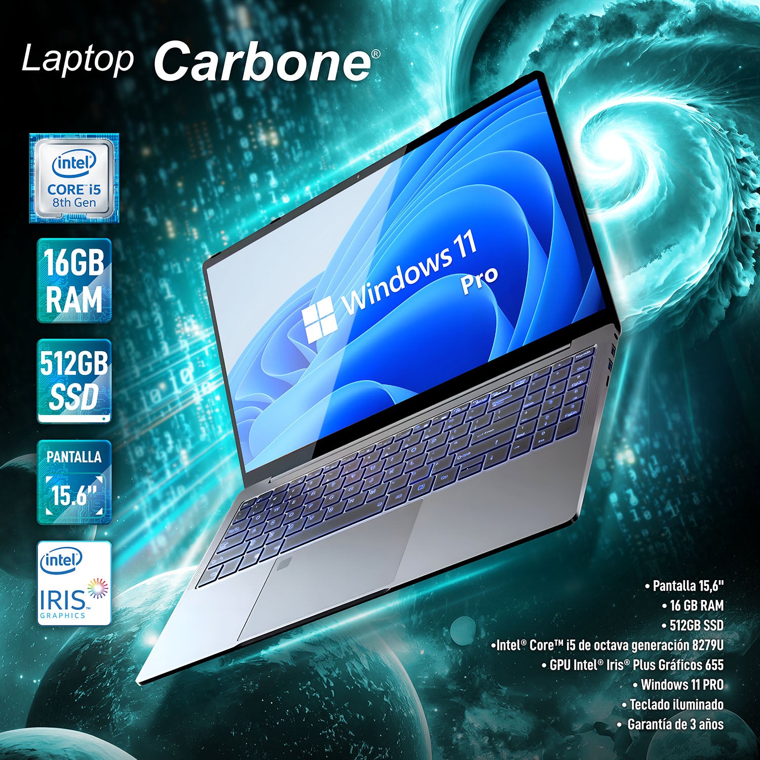 Laptop 15.6" Intel i5-8279U 16GB RAM, 512GB SSD Windows 11 PRO Intel® Iris® Plus Graphics 655 Notebook computadora