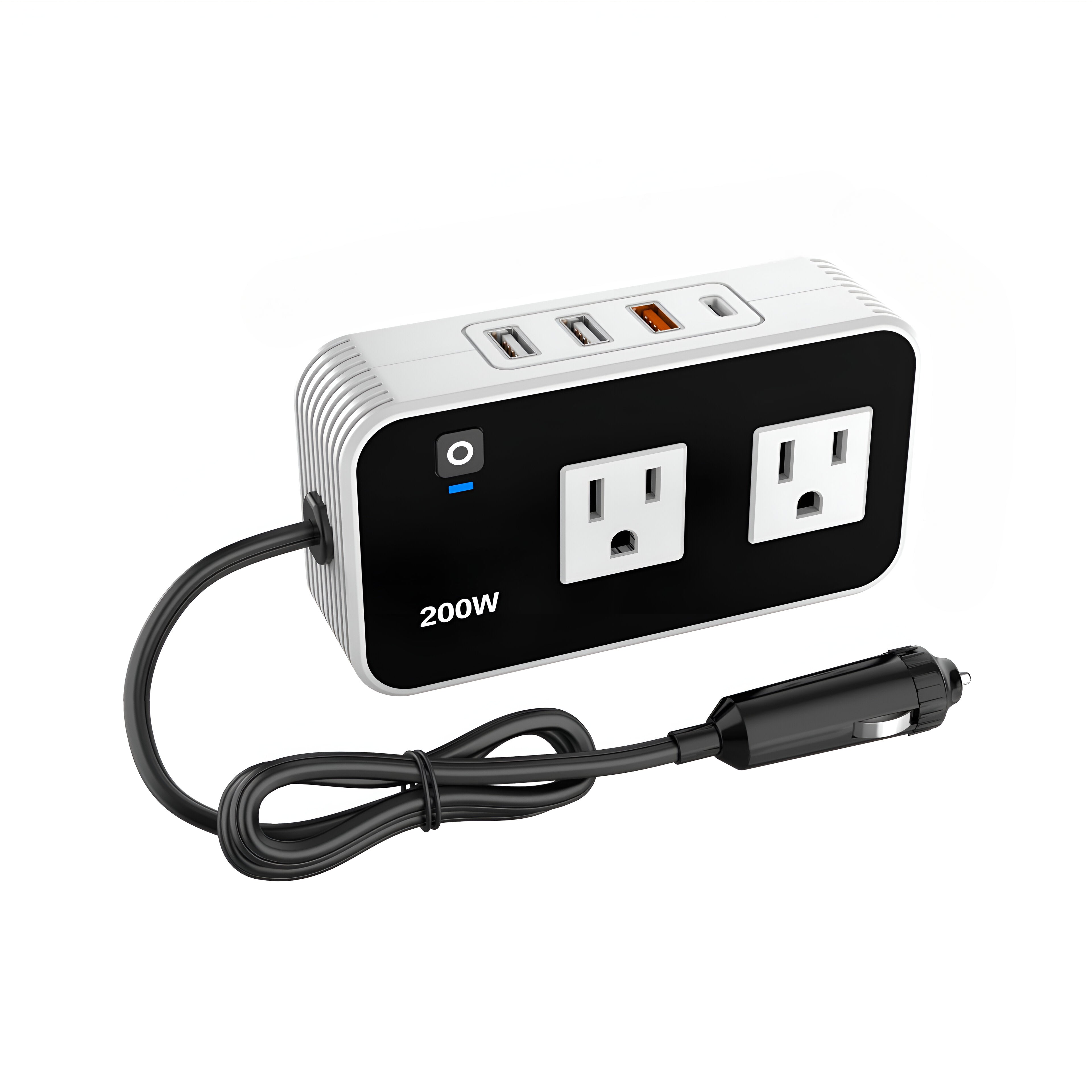 Convertidor inversor de corriente para auto de 12 V a 110 V, adaptador de carga para carro con USB, con 6 puertos.