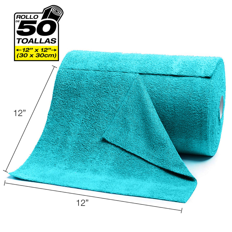 Paños de microfibra Rollo 50pcs toallas 12”x12” (30x30cm).  Super absorbentes - Reutilizables