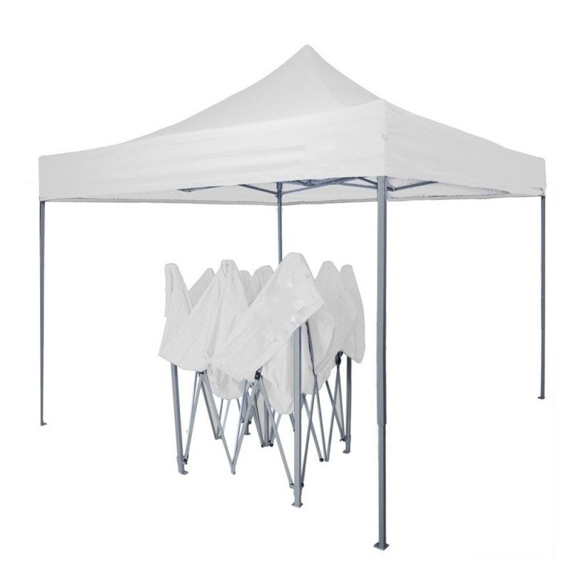 Tolda gazebo plegable 3m x 3m de color blanco. Incluye bolsa para fácil traslado