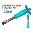 Cincel de 24 mm cabeza, mango 18 mm largo 300 mm. Alta calidad.