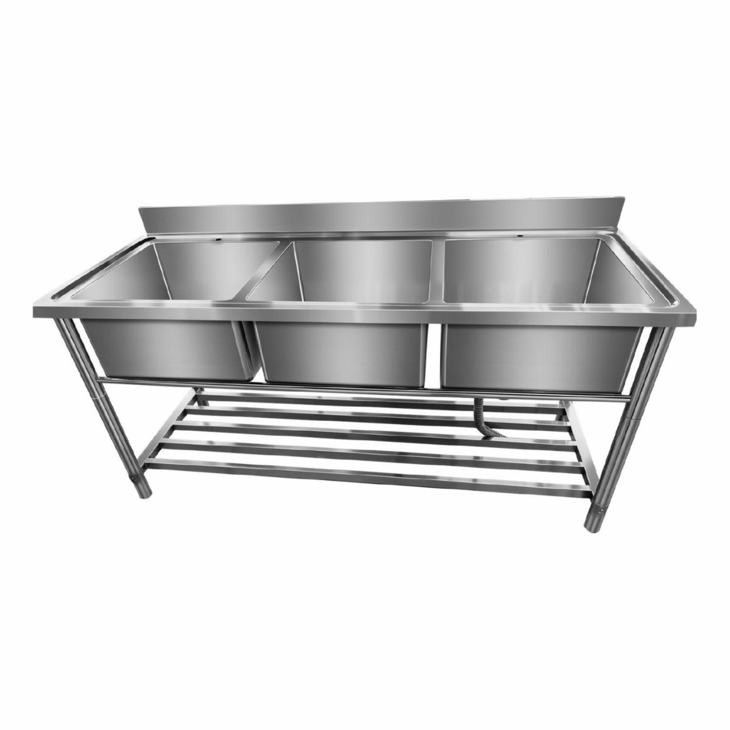 FREGADOR TRIPLE TINA  70 x 180 x 90 CM INOXIDABLE TINAS 52 X52 CM*30 CM ESPESOR ACERO 1.2 MM