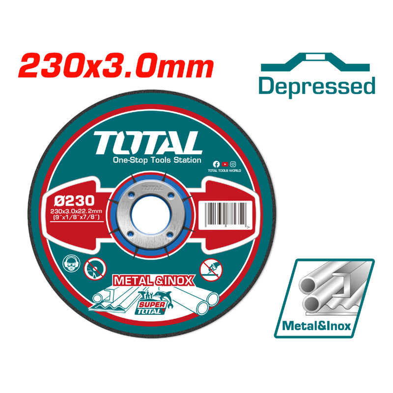Disco de corte para metal concavo 230 mm ( 9" )X 3.0mm ( 1/8" )X 22.2mm ( 7/8" )
