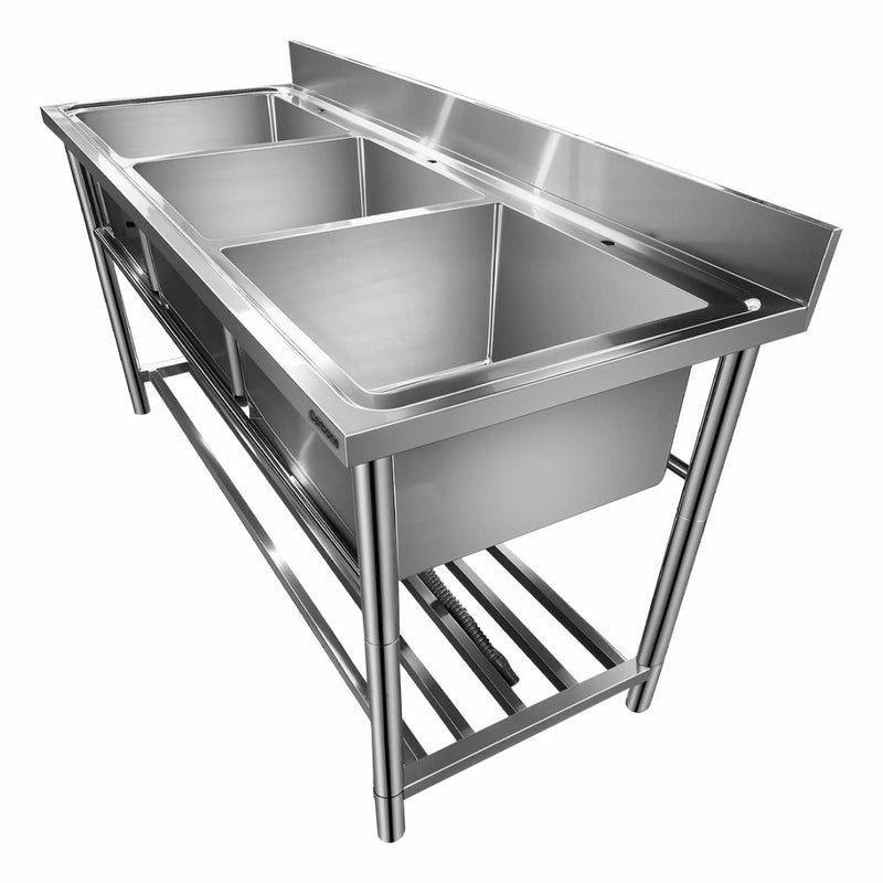 FREGADOR TRIPLE TINA  70 x 180 x 90 CM INOXIDABLE TINAS 52 X52 CM*30 CM ESPESOR ACERO 1.2 MM