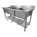 FREGADOR TRIPLE TINA  70 x 180 x 90 CM INOXIDABLE TINAS 52 X52 CM*30 CM ESPESOR ACERO 1.2 MM