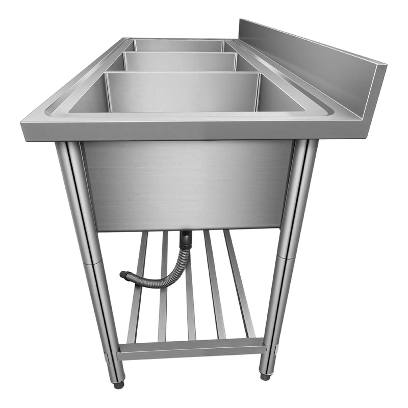 FREGADOR TRIPLE TINA  70 x 180 x 90 CM INOXIDABLE TINAS 52 X52 CM*30 CM ESPESOR ACERO 1.2 MM