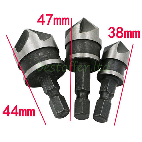 Brocas avellanado 3 Pcs 1/4" Hex 12/16/19mm
