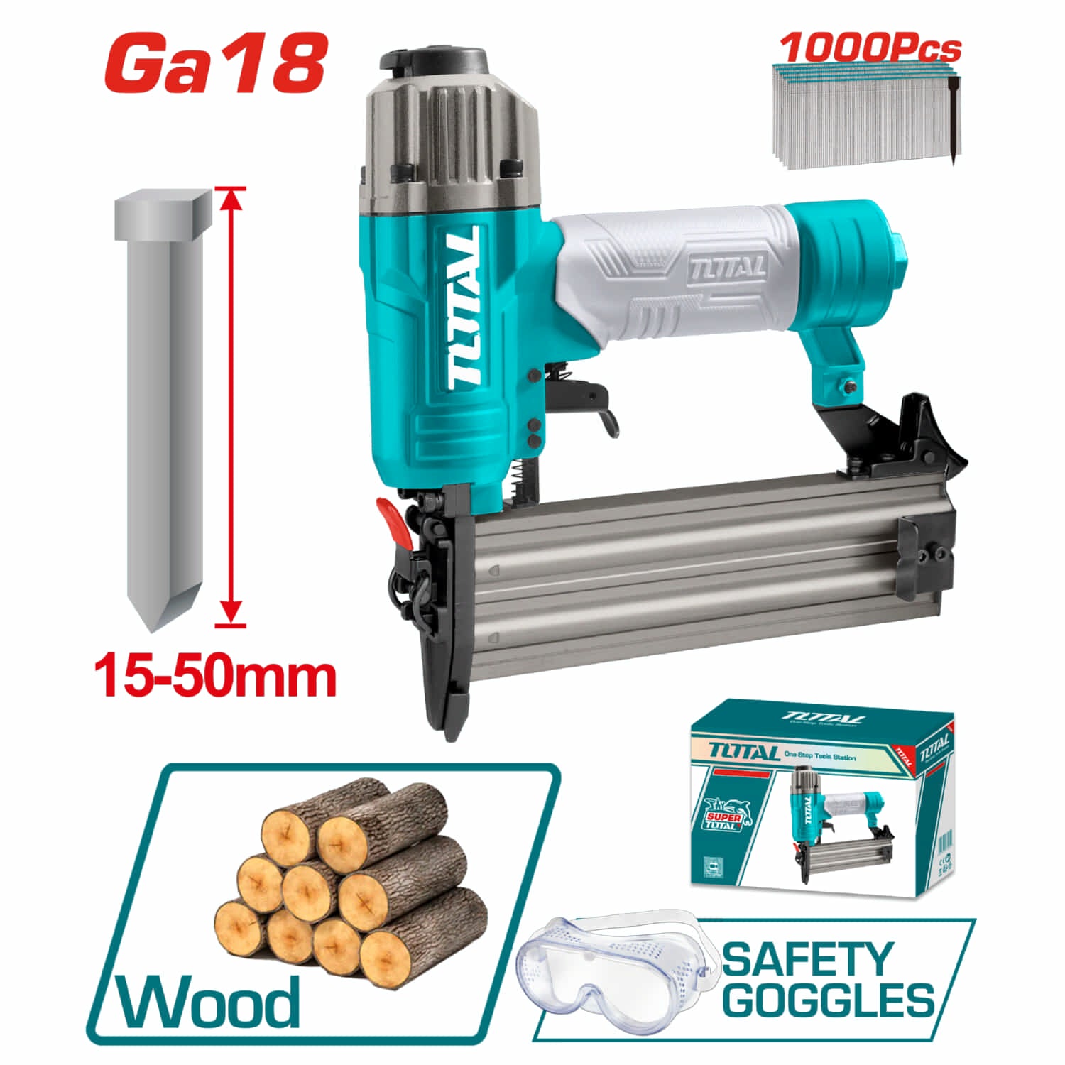 Pistola de clavos neumática 15-50mm