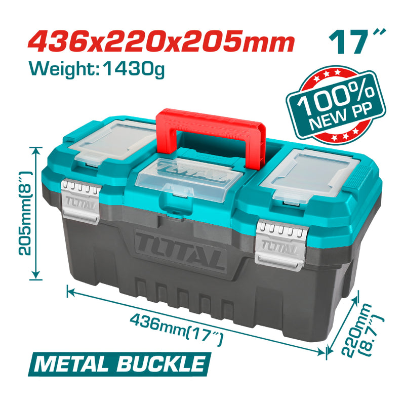 Caja de herramientas de plástico 17" TOTAL grapas Metálicas de alta calidad