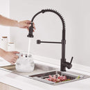 Grifo para Fregador de Cocina con resorte extraible, Negro Mate.