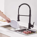Grifo para Fregador de Cocina con resorte extraible, Negro Mate.