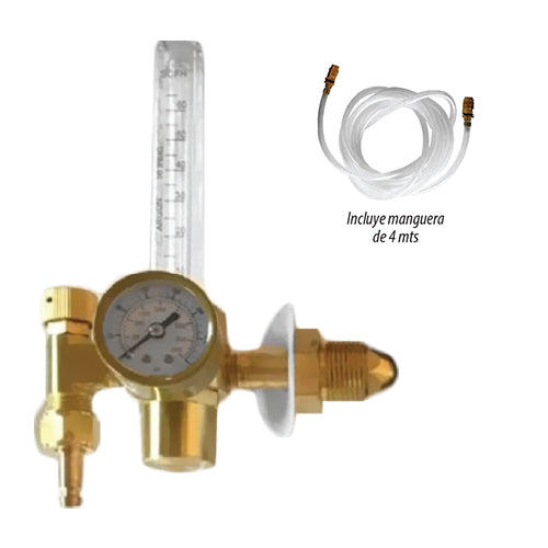 Manometro Flujometro Ar/C02 bronce solido.En CFH.Conector rapido de gas manguera 4m.Conex CGA580
