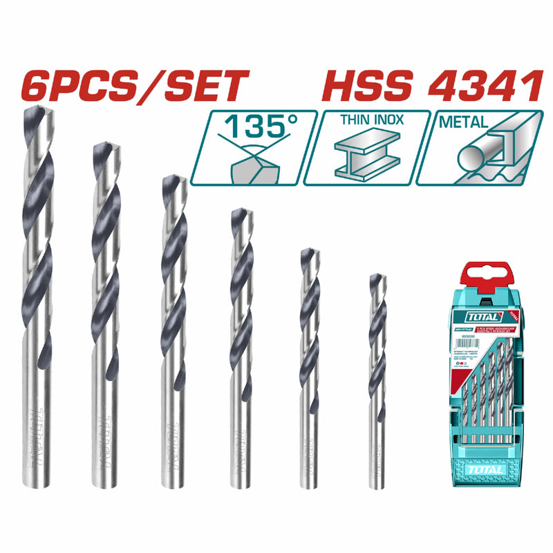 Juego de Brocas Helicoidales HHS. 6 pzas.