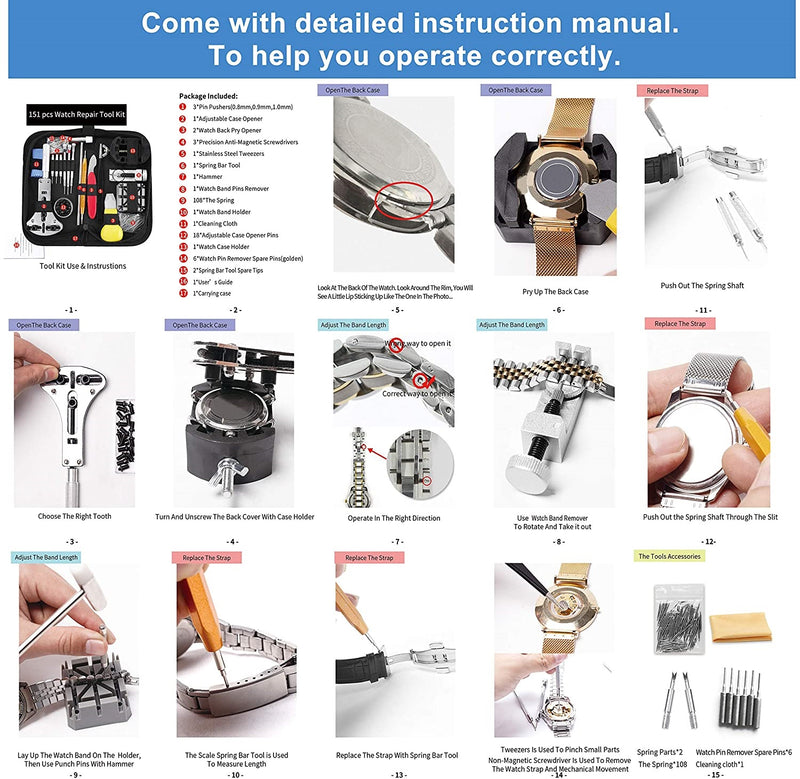 Kit de herramientas de reparación de relojeria reloj reparar