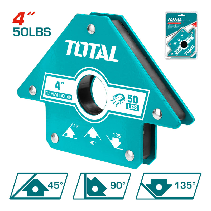 Soporte de Soldadura Escuadra Magnetica de 4". Fuerza de Traccion 50 Lbs. Angulo 45°