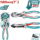 Alicates de corte diagonal de trabajo pesado de 7"/180mm Cr-V. De alto apalancamiento.