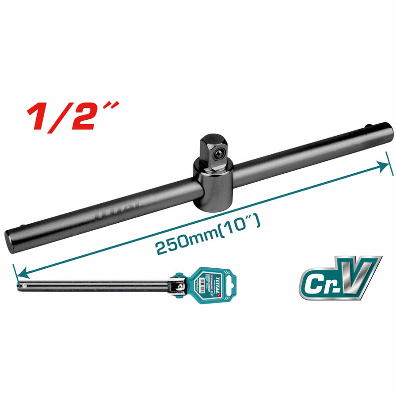 Extension Barra en T Deslizante de 1/2" DR. Longitud: 10" (250mm). Cr-V (50 BV 0). Cromado.